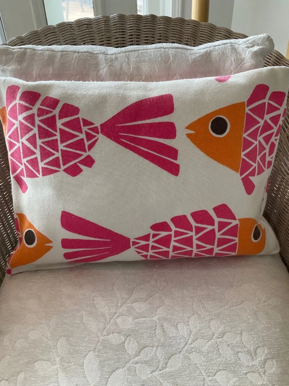 Canvas Fish Throw Pillow